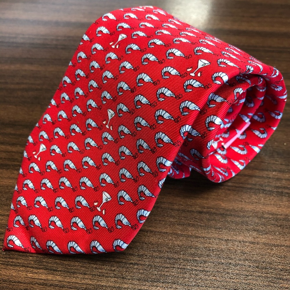 Nola Couture Red Tie shrimp print